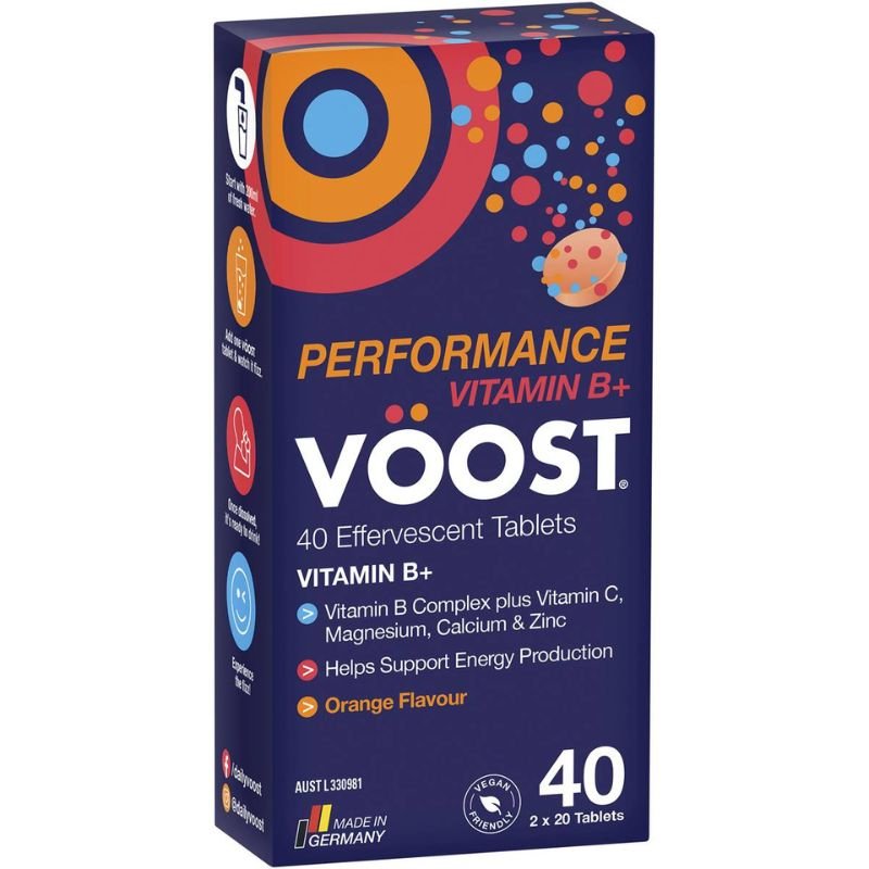 Voost Vitamin B+ Performance (Orange Flavour) Effervescent 40 Tablets May 2024