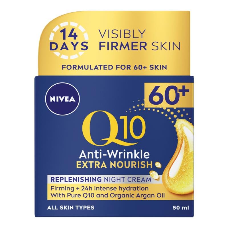 Nivea Q10 Anti-Wrinkle Night Cream 60+ for Mature Skin 50mL