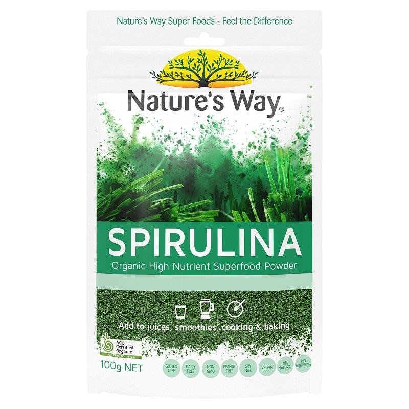 Nature's Way Superfoods Spirulina Organic Powder 100g February 2024
