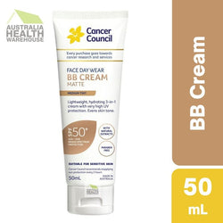 [Expiry: 08/2026] Cancer Council Face Day Wear BB Cream Matte Medium Tint SPF 50+ 50mL