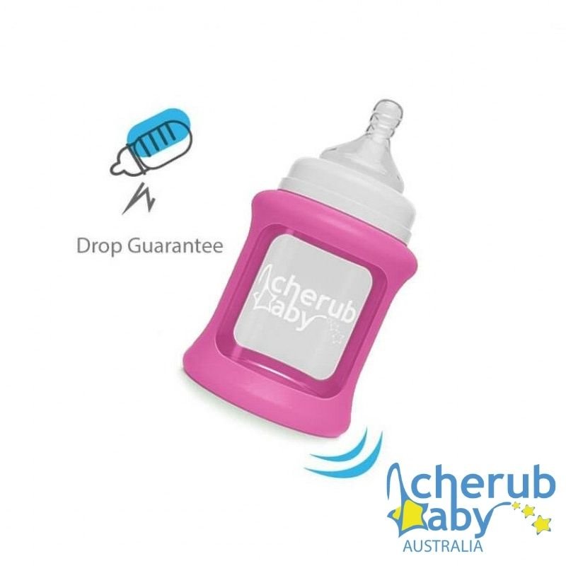 Cherub Baby Glass Bottles Wide Neck 0 Month+ 150ml Single Pack - Pink