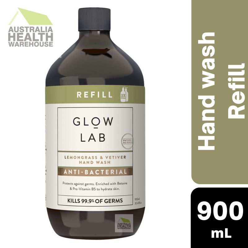 Glow Lab Lemongrass & Vetiver Hand Wash Anitbacterial Refill 900mL July 2025