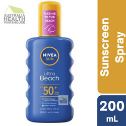 Nivea Sun Ultra Beach Sunscreen Spray SPF50+ 200mL October 2024