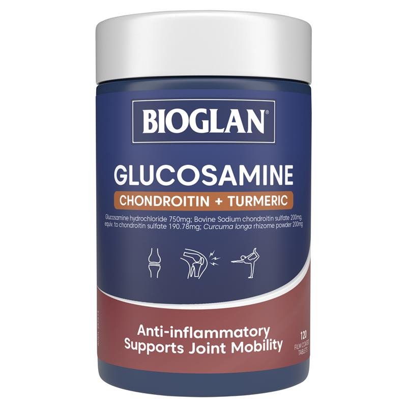 [Expiry: 12/2025] Bioglan Glucosamine + Chondroitin + Turmeric 120 Tablets