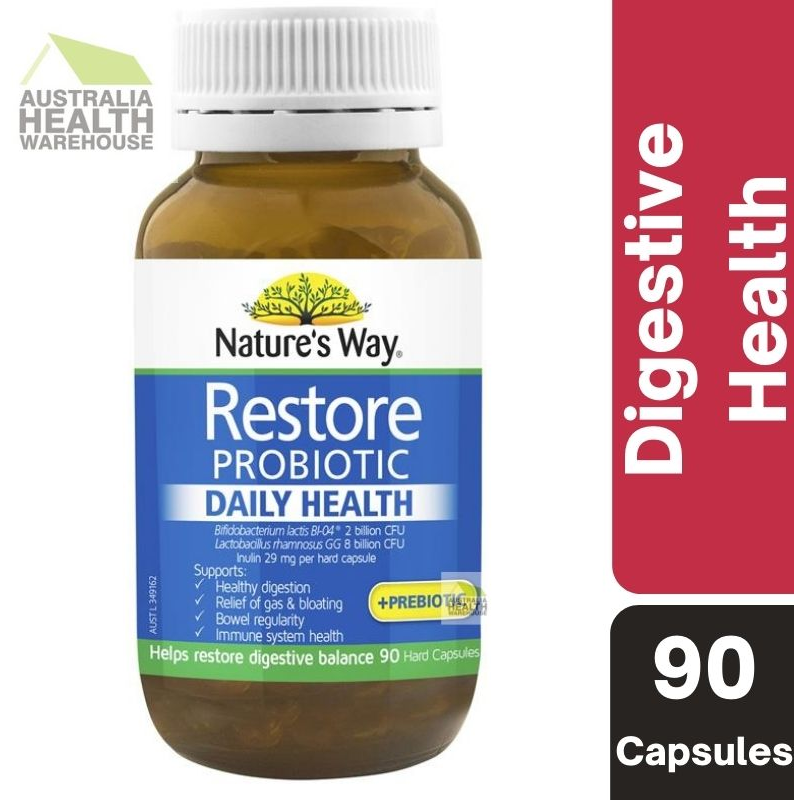 Nature's Way Restore Probiotic Daily Health 90 Capsules August 2024