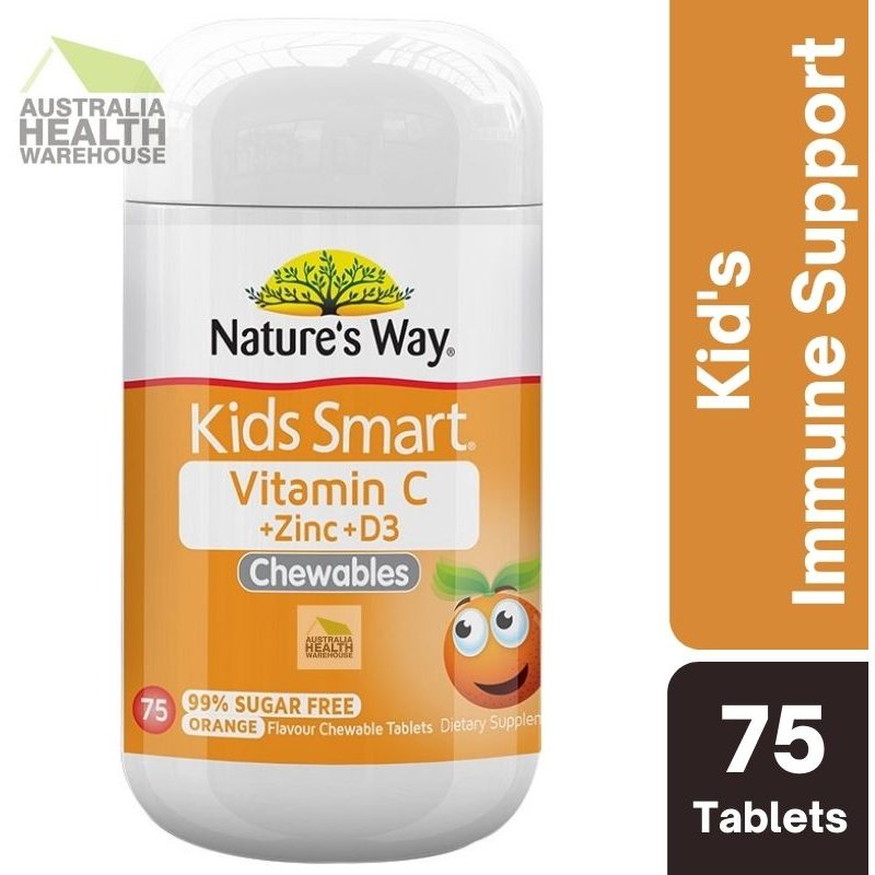 [Expiry: 07/2025] Nature's Way Kids Smart Vitamin C + Zinc & D3 Chewables 75 Tablets
