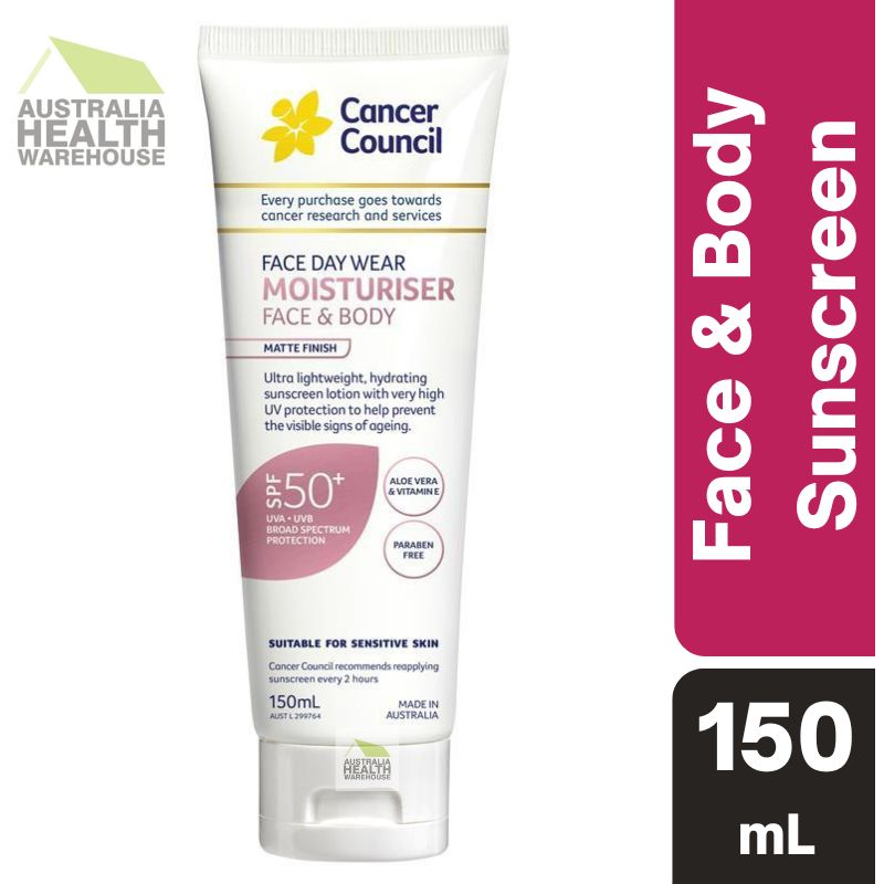 [Expiry: 10/2025] Cancer Council Face Day Wear Moisturiser for Face & Body SPF 50+ 150mL