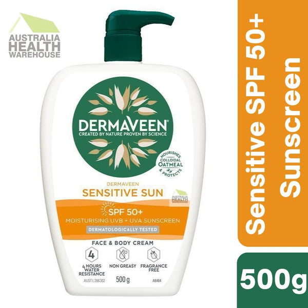 [Expiry: 11/2026] Dermaveen Sensitive Sun SPF 50+ Moisturising Face & Body Sunscreen 500g