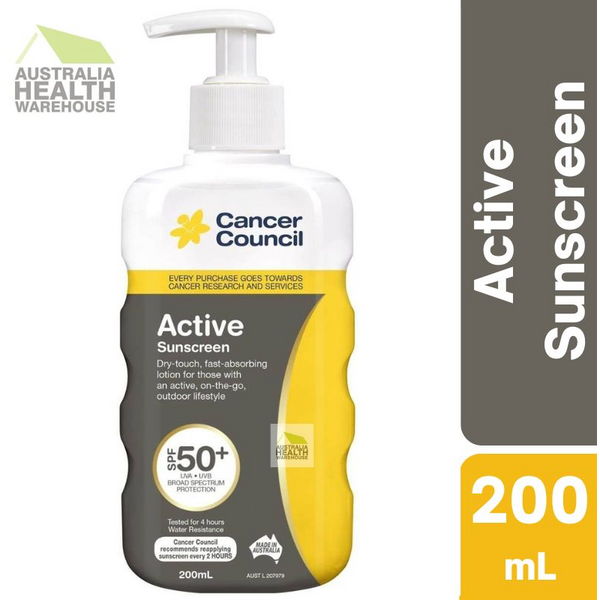 [Expiry: 11/2024] Cancer Council Active Pump Sunscreen SPF 50+ 200mL