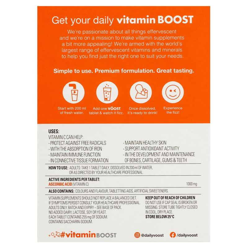Voost Vitamin C 1000mg Effervescent 60 Tablets August 2024