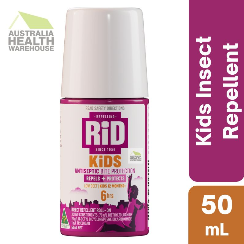 Rid Kids Antiseptic Bite Protection Insect Repellent Roll-On 50mL September 2028