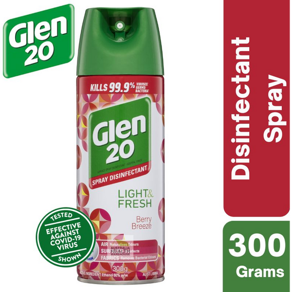 Glen 20 Disinfectant Air Freshener Spray - Berry Breeze 300g February 2025