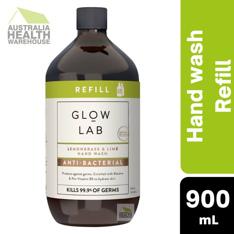 Glow Lab Lemongrass & Lime Hand Wash Anti-Bacterial Refill 900mL May 2024