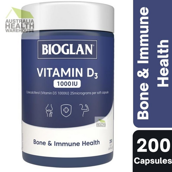 Bioglan Vitamin D3 1000IU 250 Capsules May 2024