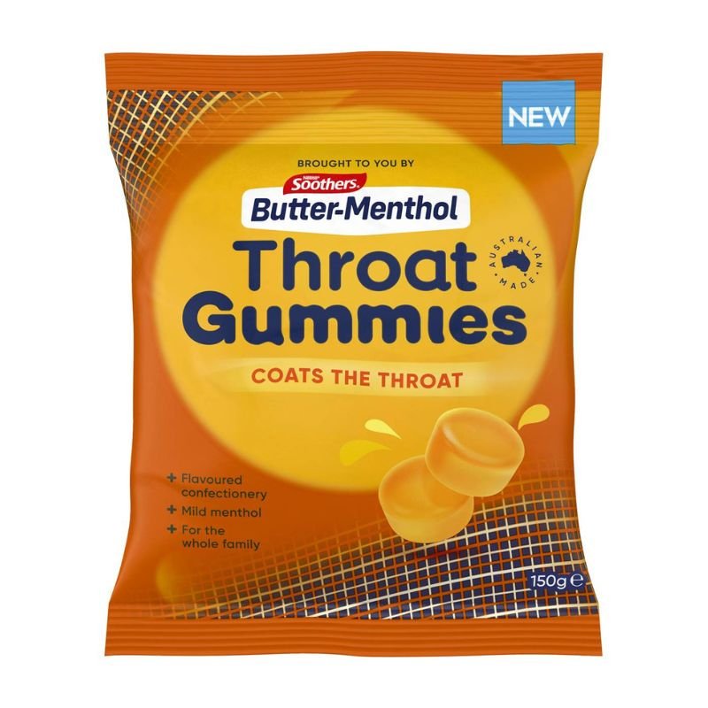 [CLEARANCE] Soothers Butter-Menthol Throat Gummies 150g January 2024