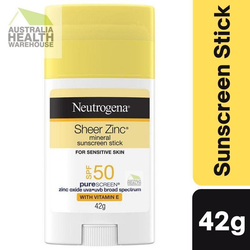 [Expiry: 08/2024] Neutrogena Sheer Zinc Mineral Sunscreen Stick SPF50 42g