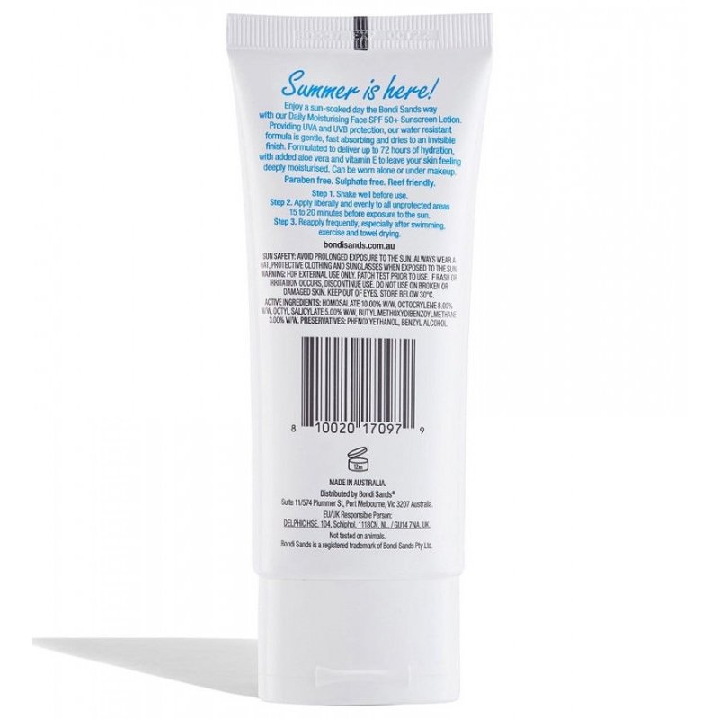 [Expiry: 08/2026] Bondi Sands Daily Moisturising Face SPF 50+ Sunscreen Lotion Fragrance Free 75mL