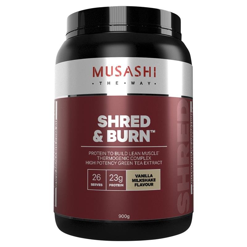 Musashi Shred & Burn Vanilla 900g  June 2023