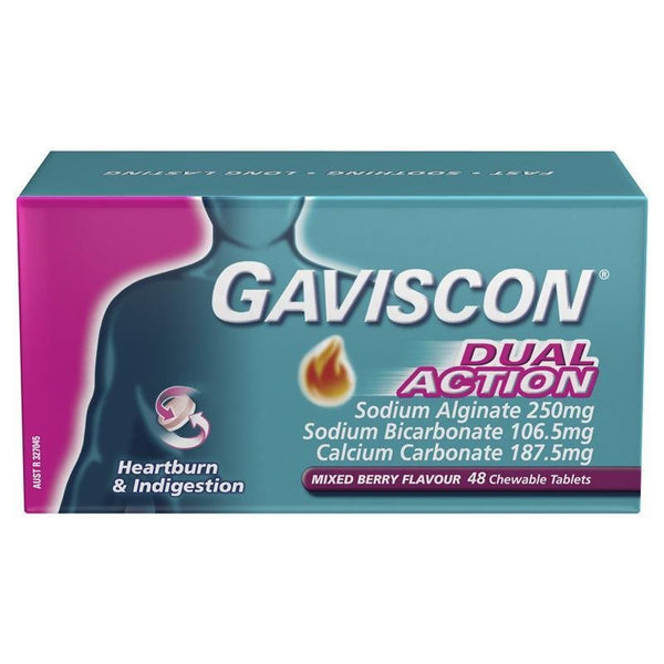 Gaviscon Dual Action Mixed Berry 48 Tablets December 2024