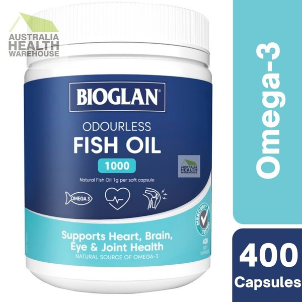 Bioglan Odourless Fish Oil 1000mg 400 Capsules August 2025