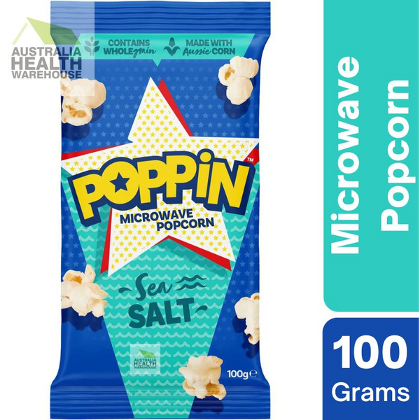 [CLEARANCE EXPIRY: 26/03/24] Poppin Microwave Popcorn Sea Salt Flavour 100g