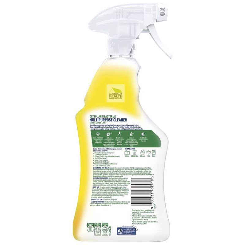 Dettol Antibacterial Multipurpose Cleaner Hospital Grade Disinfectant Trigger Spray Citrus Lemon Lime 750mL April 2025