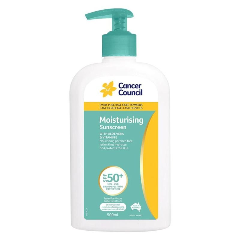 Cancer Council Moisturising Pump Sunscreen SPF 50+ 500mL May 2025