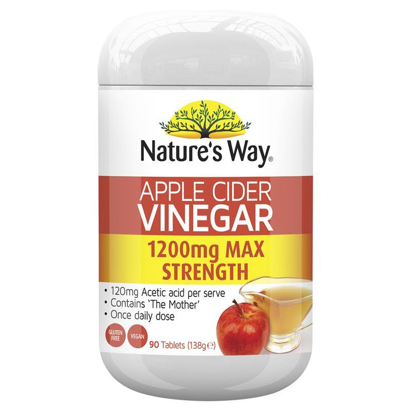 Nature's Way Apple Cider Vinegar 1200mg Max Strength 90 Tablets December 2025