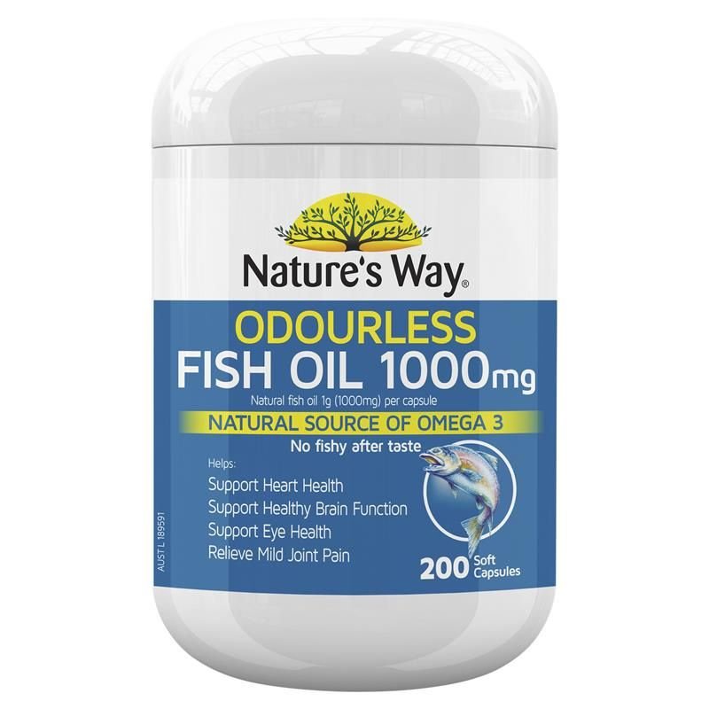 Nature's Way Fish Oil Odourless 1000mg 200 Capsules June 2025
