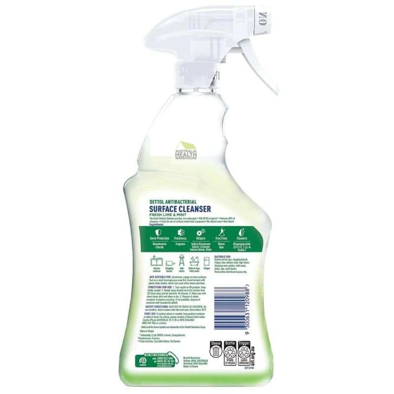 [CLEARANCE] Dettol Antibacterial Surface Cleanser Lime & Mint 1 Litre [January 2024]