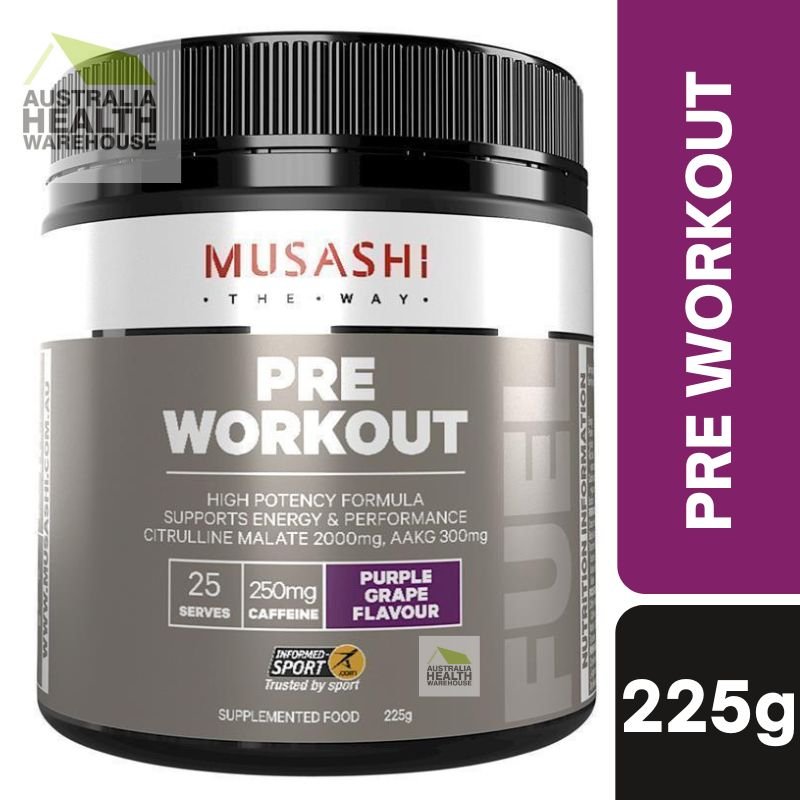 Musashi Pre-Workout Powder Purple Grape Flavour 225g May 2025