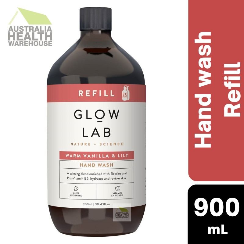Glow Lab Warm Vanilla & Lily Refill Hand Wash 900mL March 2025