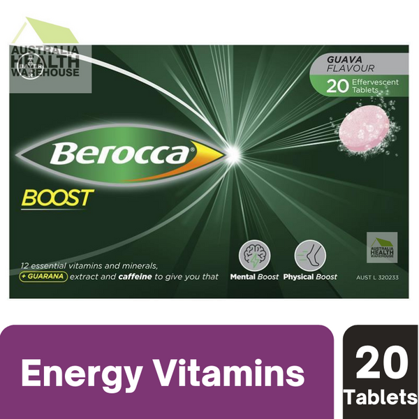 Berocca Boost Energy Vitamin With Guarana 20 Effervescent Tablets December 2023