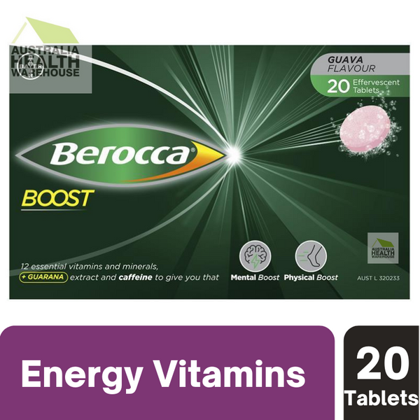 Berocca Boost Energy Vitamin With Guarana 20 Effervescent Tablets February 2026