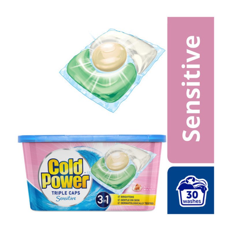 Cold Power Triple Caps Sensitive 3in1 Laundry Detergent 30 Capsules