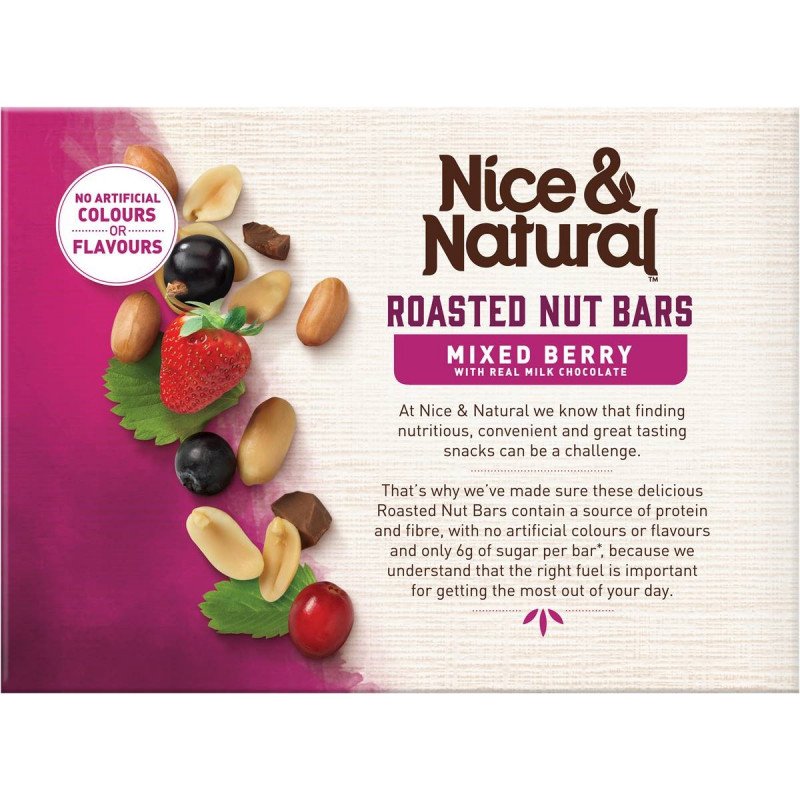Nice & Natural Roasted Nut Bars Mixed Berry 6 Bars 192g [29 July 2024]