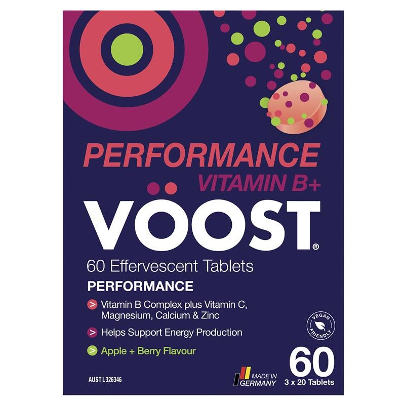 Voost Vitamin B+ Performance (Apple + Berry Flavour) Effervescent 60 Tablets