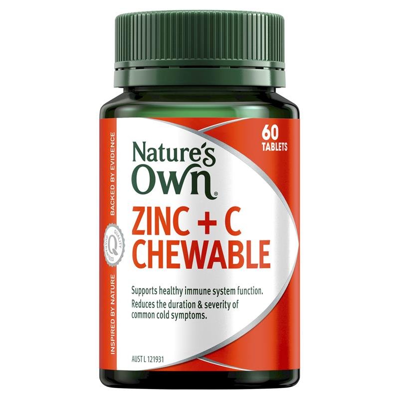 Nature's Own Zinc + C Chewable 60 Tablets April 2025