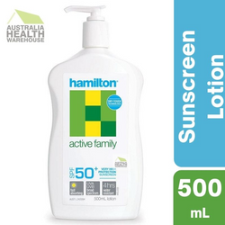 Hamilton SunScreen SPF 50+ Active Family Lotion 500mL February 2026
