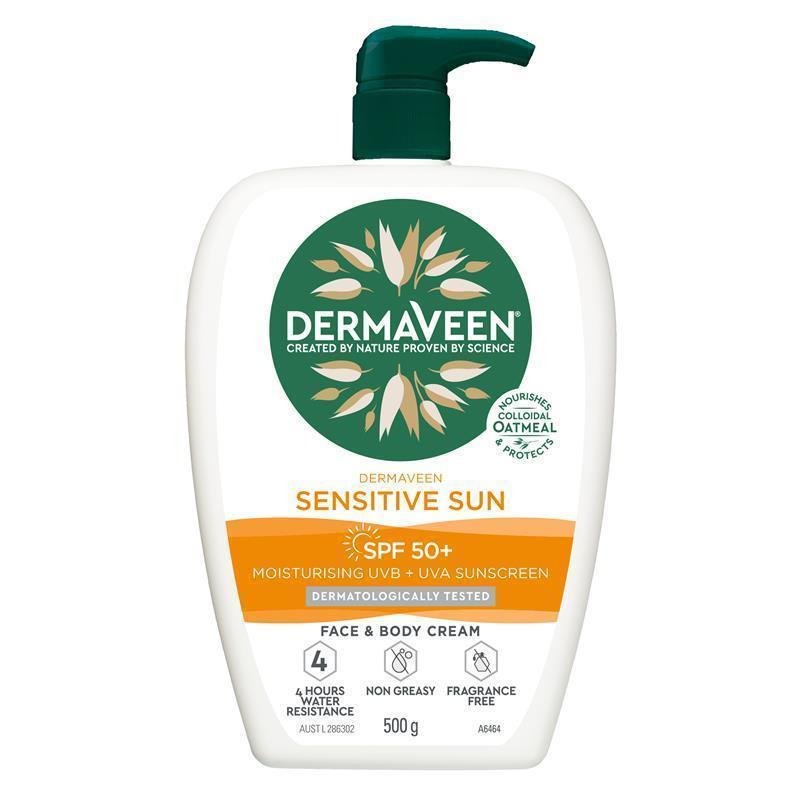 Dermaveen Sensitive Sun SPF 50+ Moisturising Face & Body Sunscreen 500g December 2025