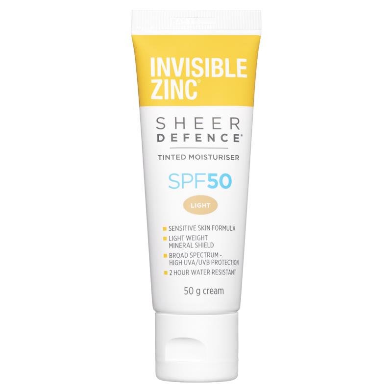 [CLEARANCE EXPIRY: 02/2024] Invisible Zinc Sheer Defence Tinted Moisturiser SPF 50+ Light 50g