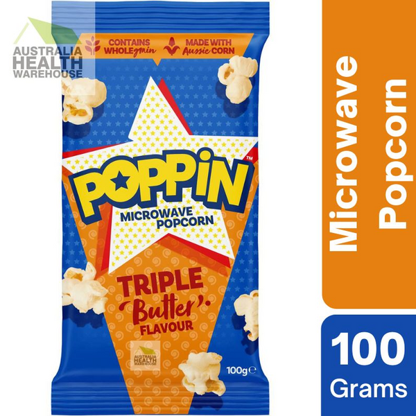[EXPIRY: 30/04/2024] Poppin Microwave Popcorn Triple Butter Flavour 100g
