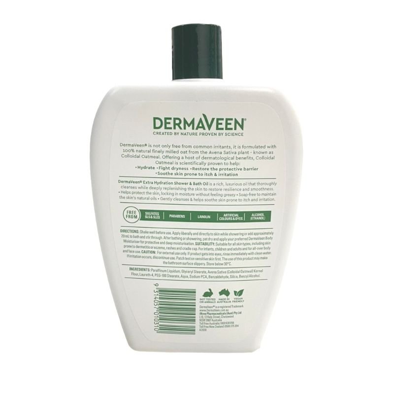 DermaVeen Extra Hydration Shower & Bath Oil 1 Litre (No Pump)  January 2026