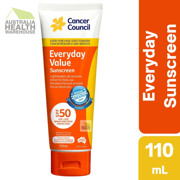 [Expiry: 09/2026] Cancer Council Everyday Value Sunscreen SPF 50 Tube 110mL