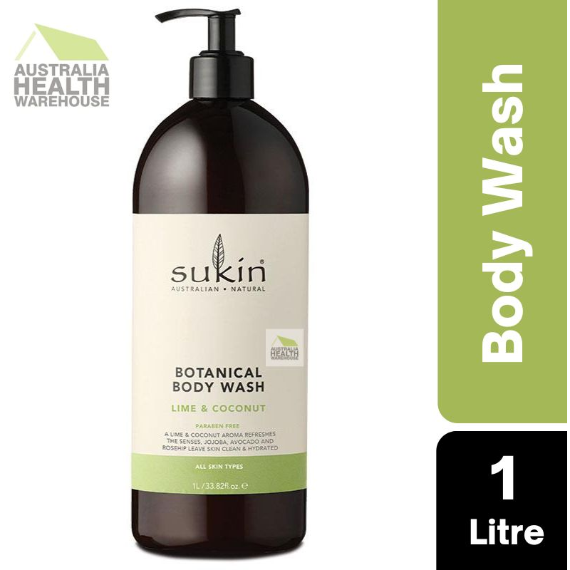 Sukin Botanical Body Wash Lime & Coconut Pump 1 Litre