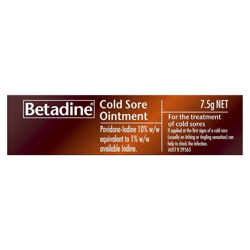 Betadine Cold Sore Ointment Cream 7.5g August 2023
