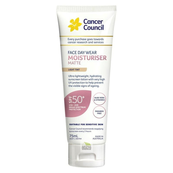 [Expiry: 07/2026] Cancer Council Face Day Wear Moisturiser Matte Light Tint SPF 50+ 75mL