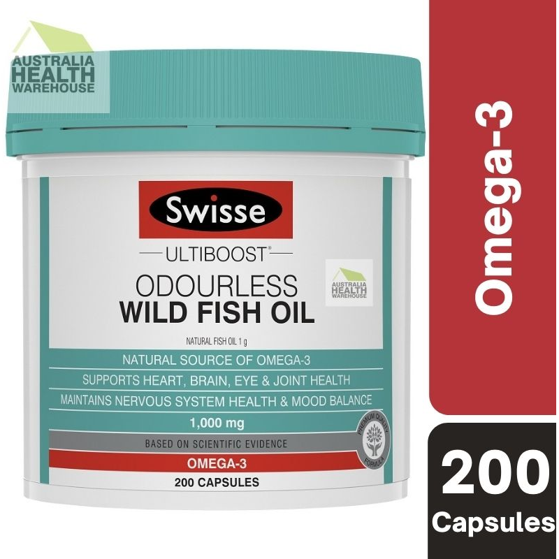 Swisse Ultiboost Odourless Wild Fish Oil 1000mg 200 Capsules March 2022