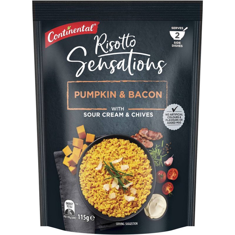 [CLEARANCE: 14/04/2024] Continental Risotto Sensations Pumpkin & Bacon with Sour Cream & Chives 115g