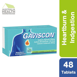 [Expiry: 05/2026] Gaviscon Heartburn & Indigestion Relief Peppermint 48 Chewable Tablets